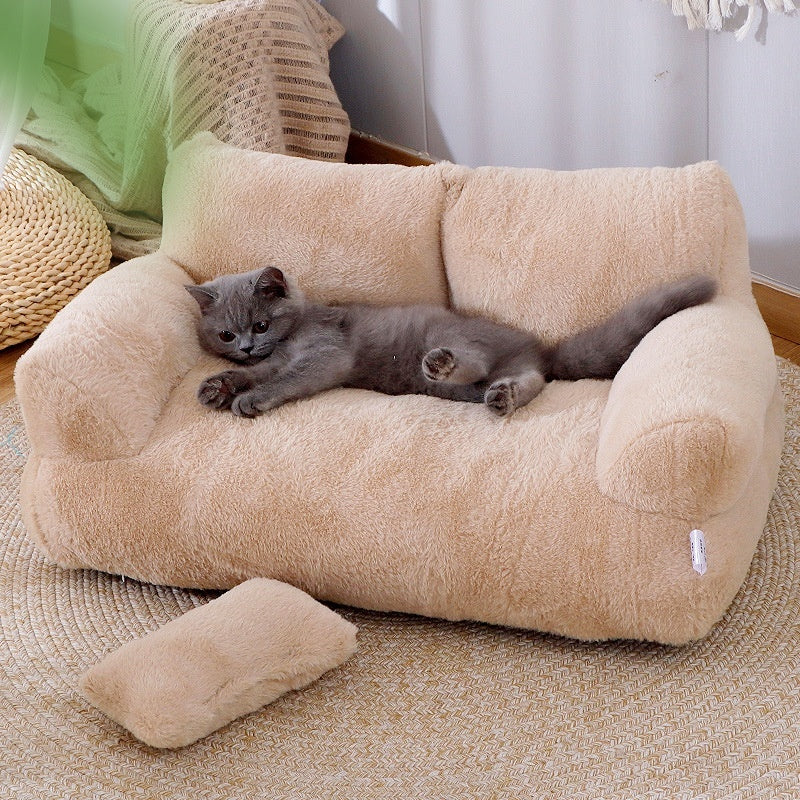 Cozy Plush Pet Sofa Bed for Cats & Small Dogs