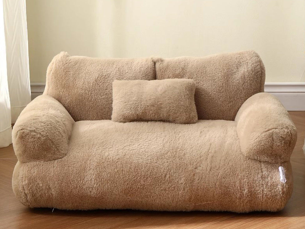 Cozy Plush Pet Sofa Bed for Cats & Small Dogs