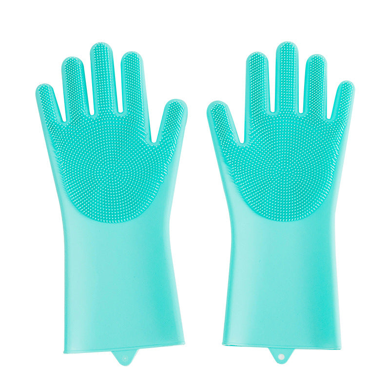 Green silicone pet grooming and bath gloves