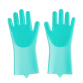 Green silicone pet grooming and bath gloves