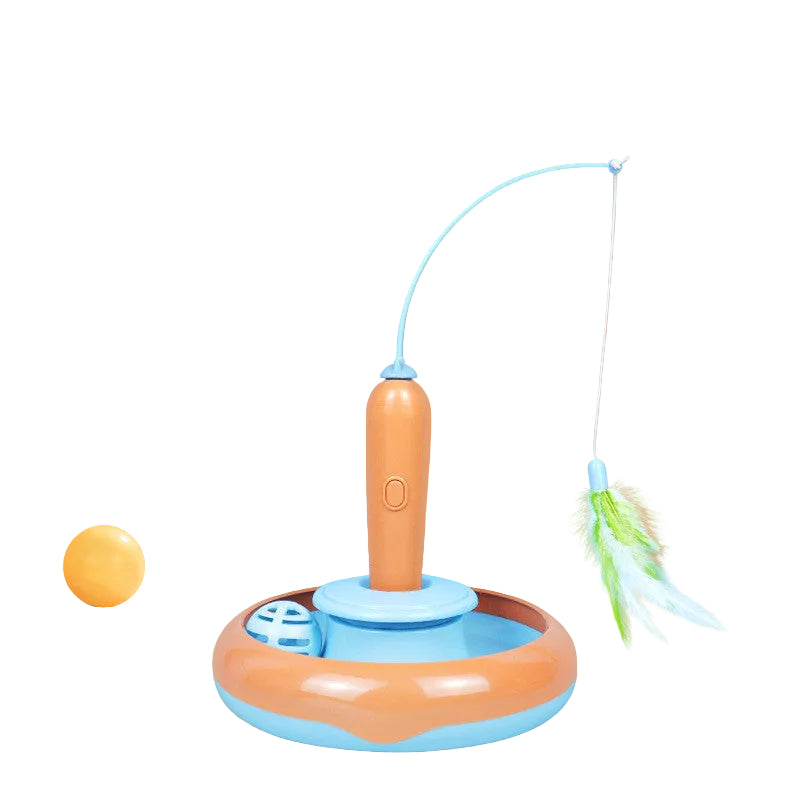 PlaySpin™ 2-in-1 Interactive Cat Turntable Toy with Feather
